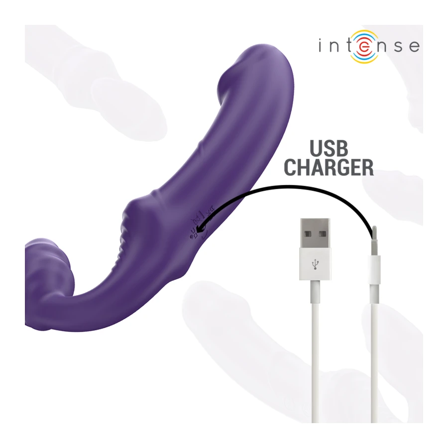 INTENSE - JILL DOPPIO VIBRATORE 20 CM VIOLA TELECOMANDO